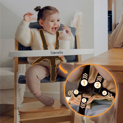 Lionelo - Seggiolina da pranzo 3 in 1 FLORIS Bianco Naturale