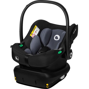 Lionelo - Seggiolino auto ASTRID SET i-Size 40-87 cm con base girevole Nero/Grigio