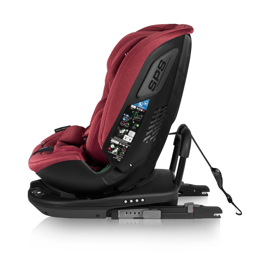 Lionelo - Seggiolino auto BASTIAAN con base girevole i-Size 40-150 cm Rosso bordeaux
