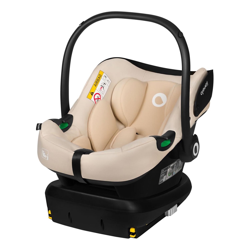 Lionelo - Seggiolino auto con base girevole ASTRID SET i-Size 40-87 cm Beige sabbia