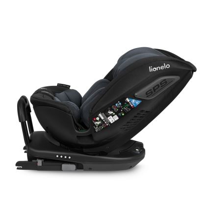Lionelo - Seggiolino auto con base girevole BASTIAAN i-Size 40-150 cm Grigio Pietra
