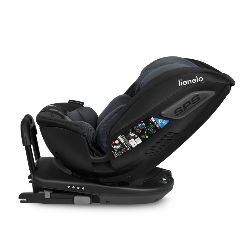 Lionelo - Seggiolino auto con base girevole BASTIAAN i-Size 40-150 cm Grigio Pietra