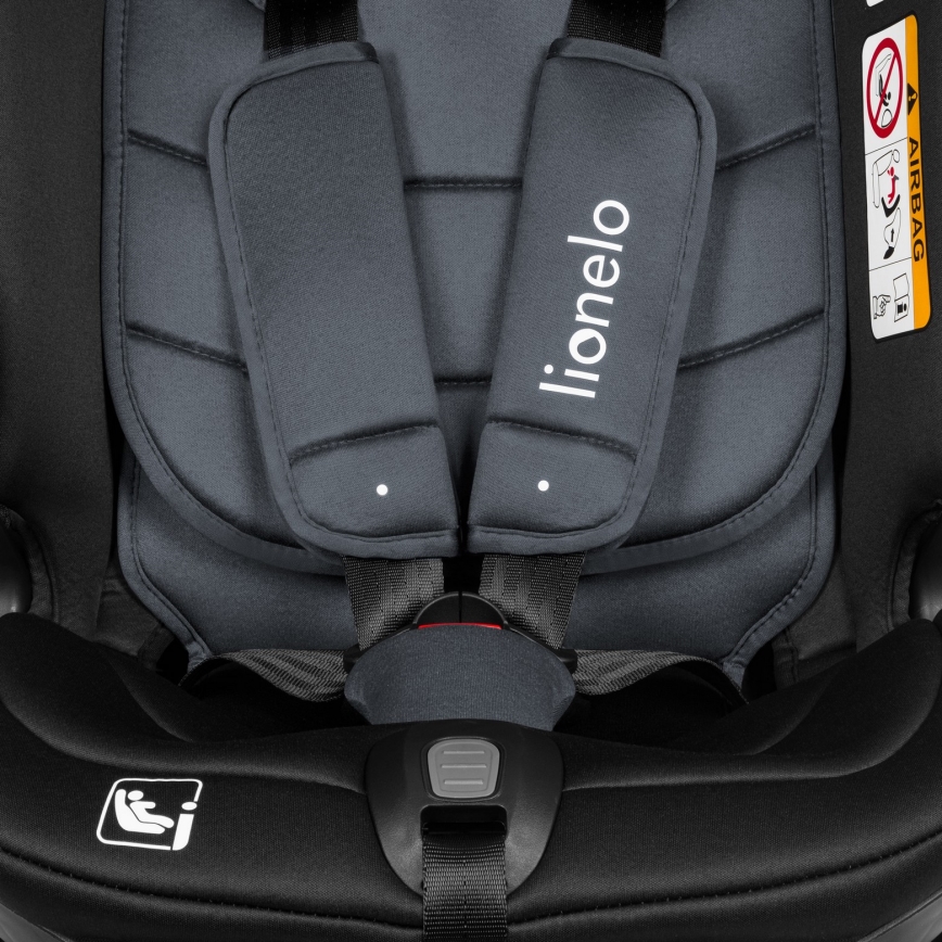 Lionelo - Seggiolino auto con base girevole BASTIAAN i-Size 40-150 cm Grigio Pietra