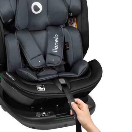 Lionelo - Seggiolino auto con base girevole BASTIAAN i-Size 40-150 cm Grigio Pietra