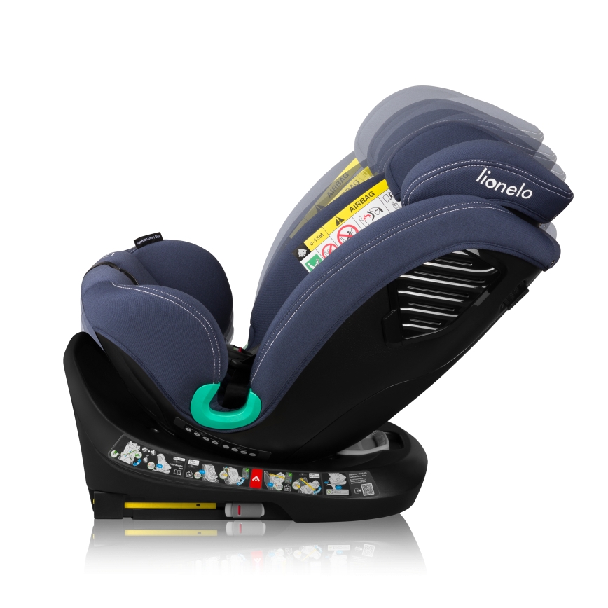 Lionelo - Seggiolino auto con base girevole BASTIAAN ONE i-Size 40-150 cm Blu Navy