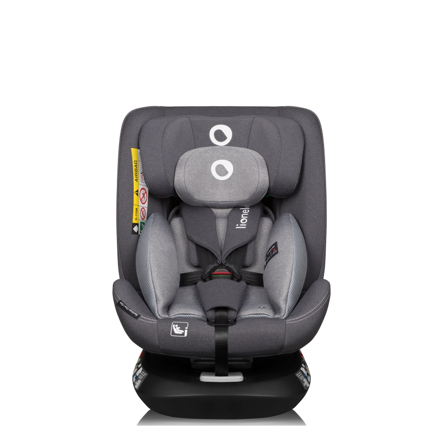 Lionelo - Seggiolino auto con base girevole BASTIAAN ONE i-Size 40-150 cm Grigio Stone