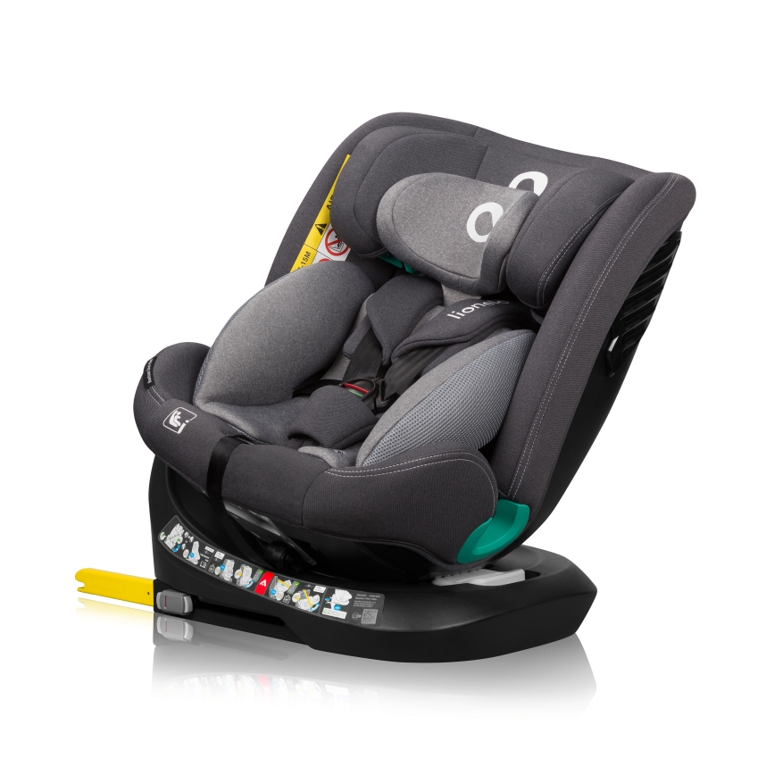 Lionelo - Seggiolino auto con base girevole BASTIAAN ONE i-Size 40-150 cm Grigio Stone