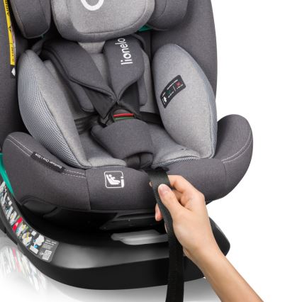 Lionelo - Seggiolino auto con base girevole BASTIAAN ONE i-Size 40-150 cm Grigio Stone