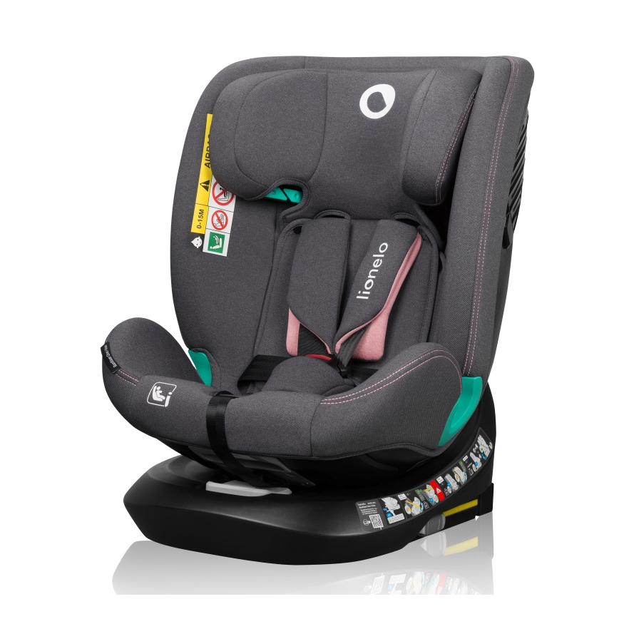 Lionelo - Seggiolino auto con base girevole BASTIAAN ONE i-Size 40-150 cm Pink Rose
