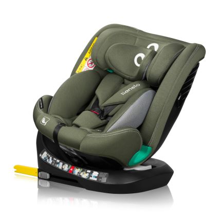 Lionelo - Seggiolino auto con base girevole BASTIAAN ONE i-Size 40-150 cm Verde oliva