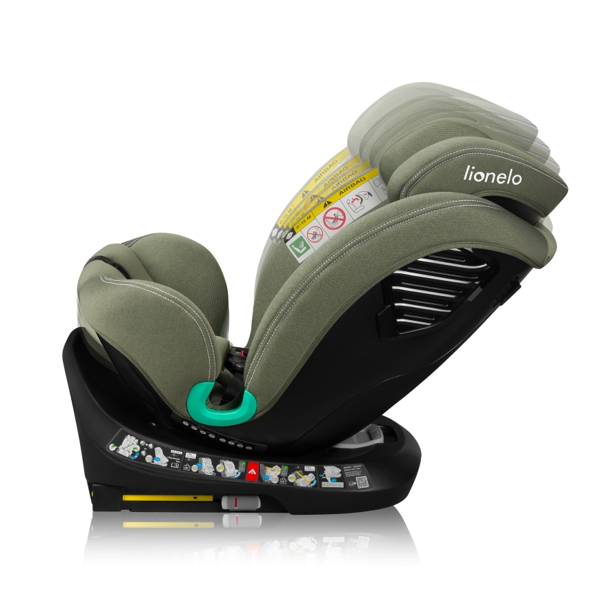 Lionelo - Seggiolino auto con base girevole BASTIAAN ONE i-Size 40-150 cm Verde oliva