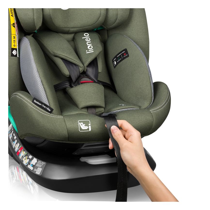 Lionelo - Seggiolino auto con base girevole BASTIAAN ONE i-Size 40-150 cm Verde oliva