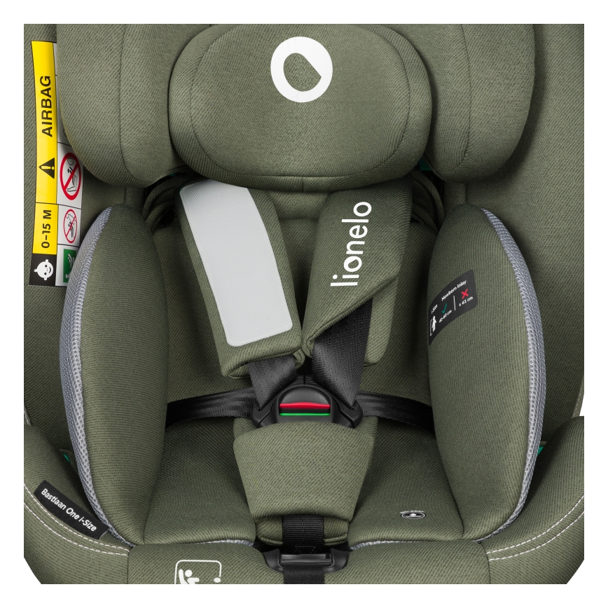 Lionelo - Seggiolino auto con base girevole BASTIAAN ONE i-Size 40-150 cm Verde oliva