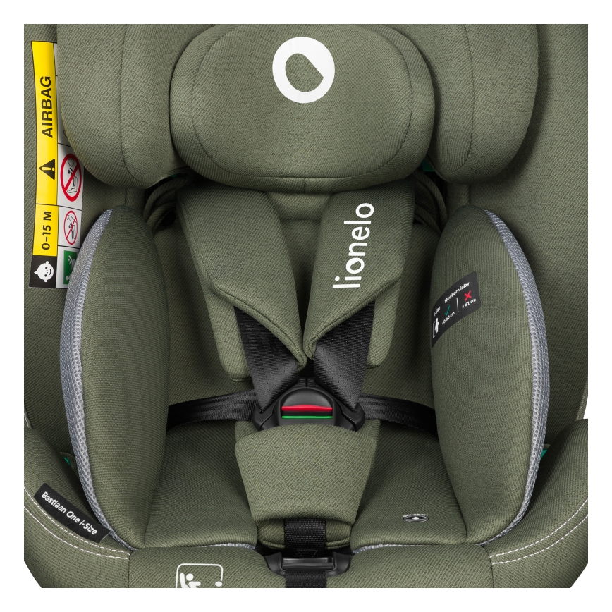 Lionelo - Seggiolino auto con base girevole BASTIAAN ONE i-Size 40-150 cm Verde oliva