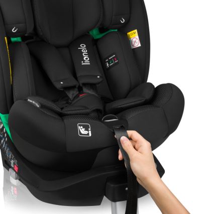 Lionelo - Seggiolino auto con base girevole BRAAM AIR i-Size 40-150 cm Nero carbone