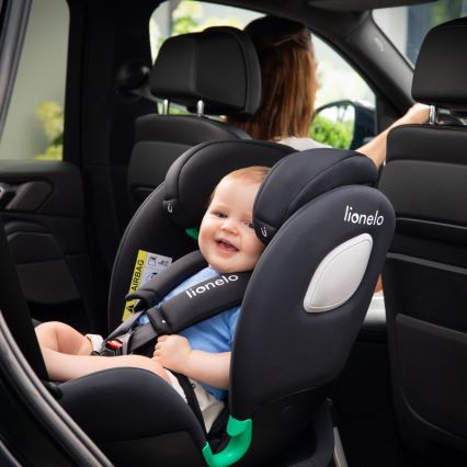 Lionelo - Seggiolino auto con base girevole BRAAM AIR i-Size 40-150 cm Black Carbon