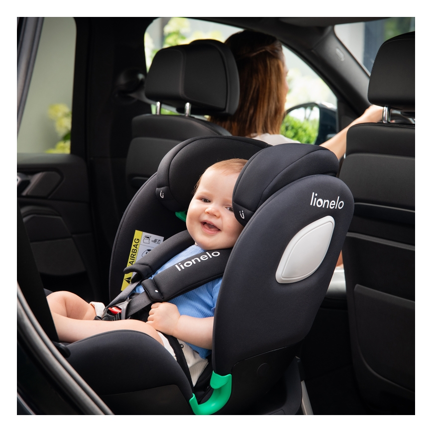 Lionelo - Seggiolino auto con base girevole BRAAM AIR i-Size 40-150 cm Black Carbon