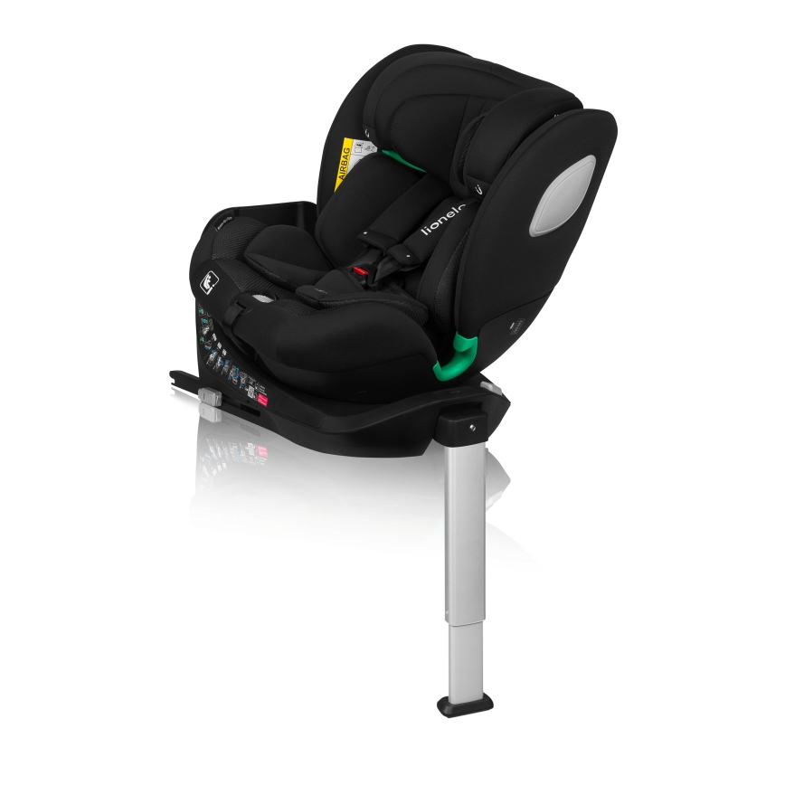 Lionelo - Seggiolino auto con base girevole BRAAM AIR i-Size 40-150 cm Black Carbon