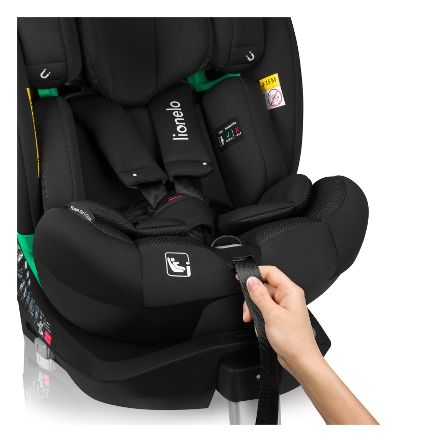 Lionelo - Seggiolino auto con base girevole BRAAM AIR i-Size 40-150 cm Black Carbon