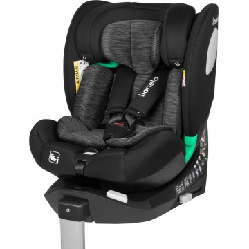Lionelo - Seggiolino auto con base girevole BRAAM i-Size 40-150 cm Nero Carbonio