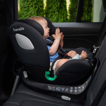 Lionelo - Seggiolino auto con base girevole BRAAM i-Size 40-150 cm Nero Carbonio