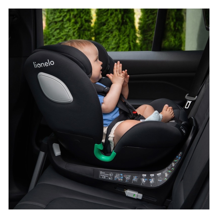 Lionelo - Seggiolino auto con base girevole BRAAM i-Size 40-150 cm Nero Carbonio