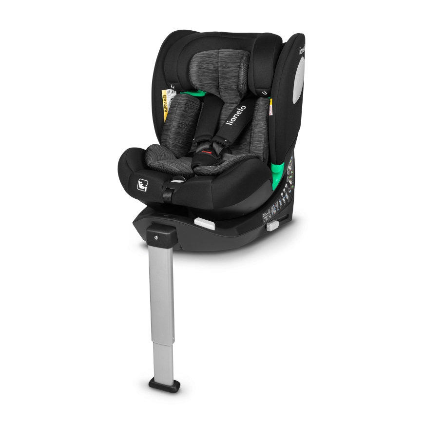Lionelo - Seggiolino auto con base girevole BRAAM i-Size 40-150 cm Nero Carbonio