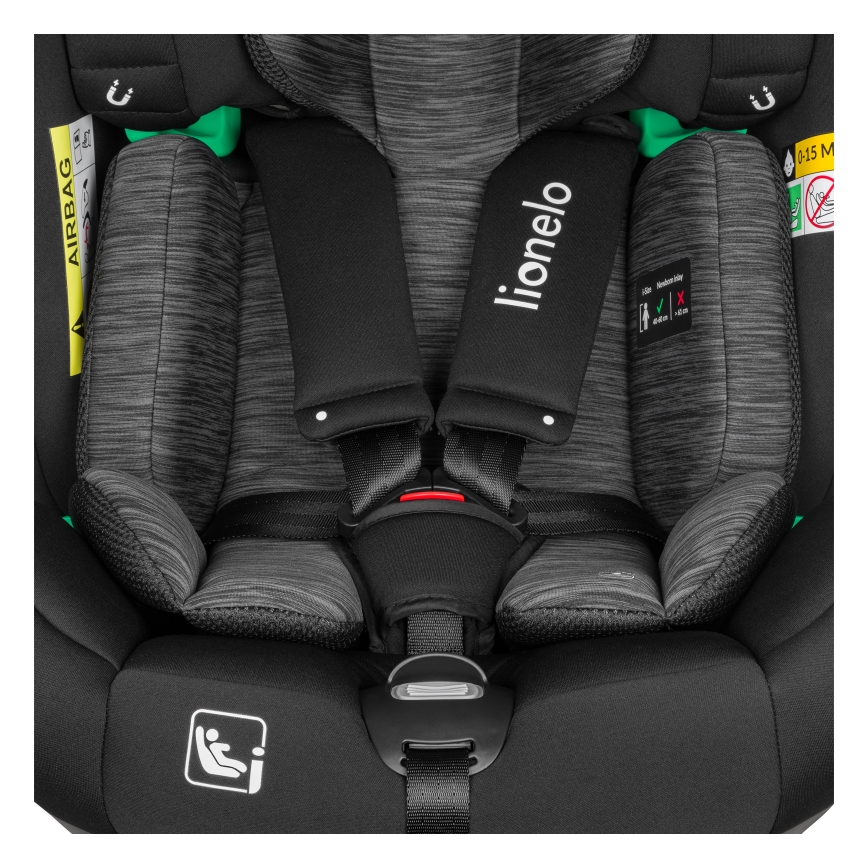 Lionelo - Seggiolino auto con base girevole BRAAM i-Size 40-150 cm Nero Carbonio