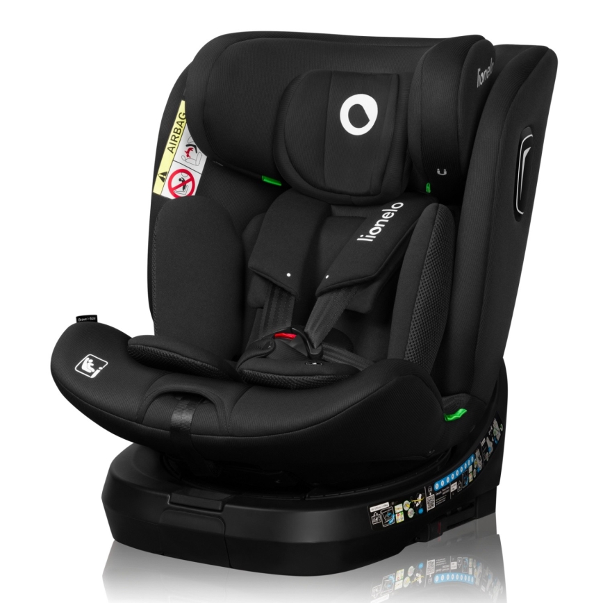 Lionelo - Seggiolino auto con base girevole BRAVE i-Size 40-150 cm Black Carbon