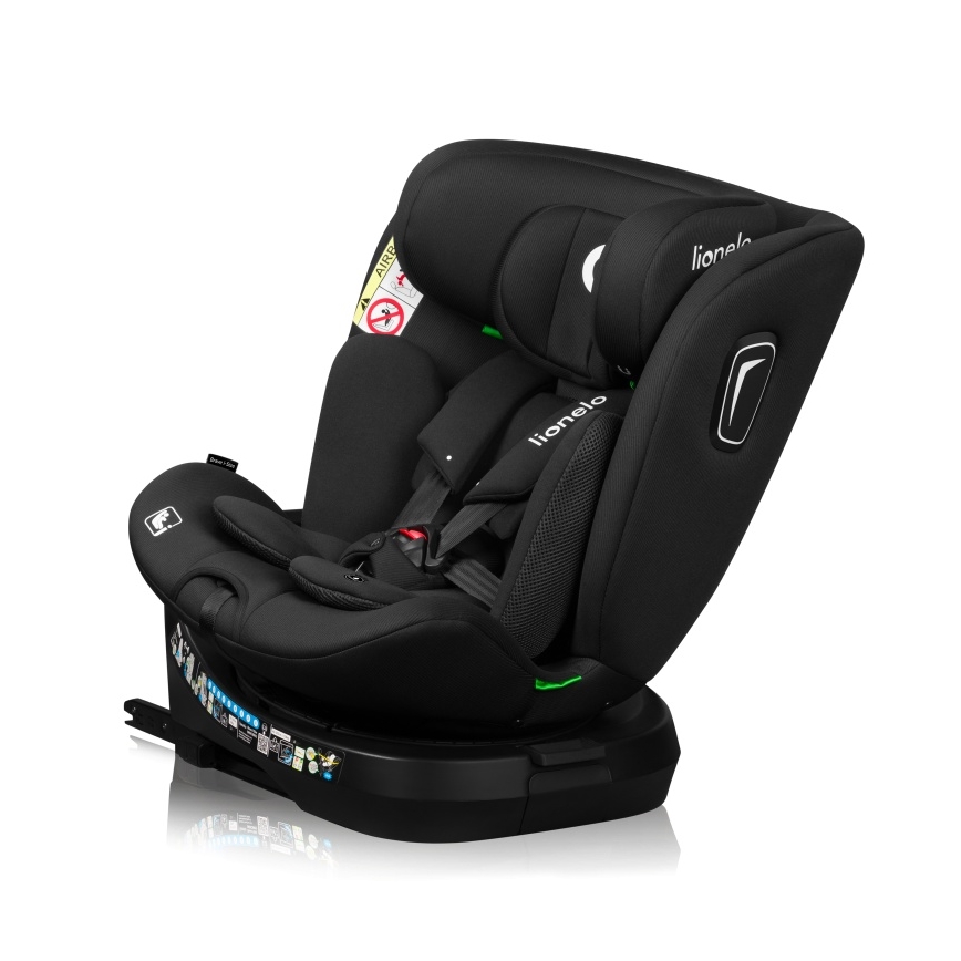 Lionelo - Seggiolino auto con base girevole BRAVE i-Size 40-150 cm Black Carbon
