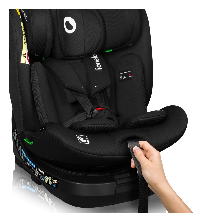 Lionelo - Seggiolino auto con base girevole BRAVE i-Size 40-150 cm Black Carbon