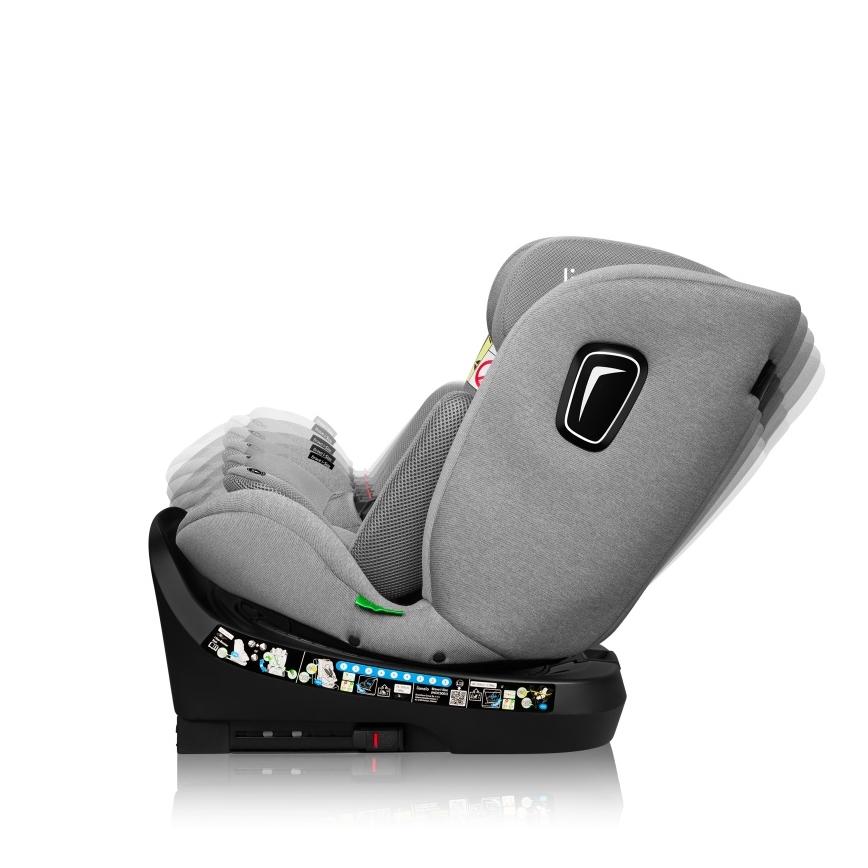 Lionelo - Seggiolino auto con base girevole BRAVE i-Size 40-150 cm Grigio Pietra