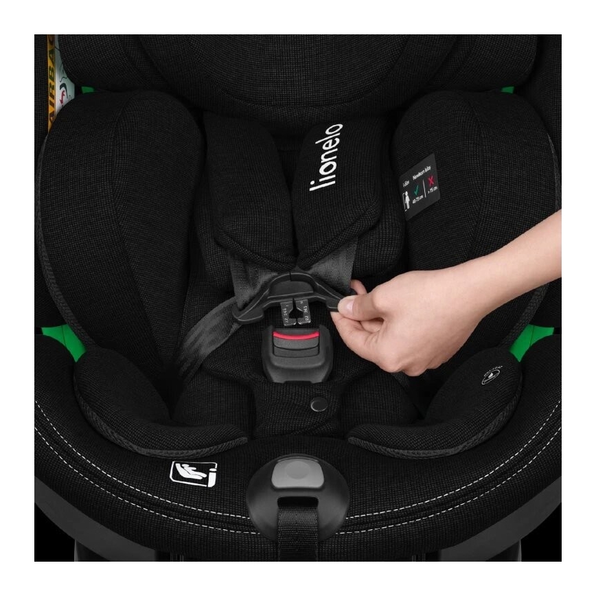 Lionelo - Seggiolino auto con base girevole HARMONY i-Dimensioni 40-150 cm nero