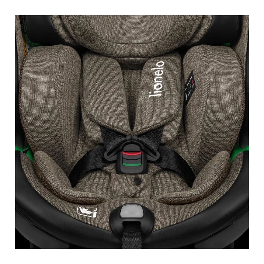 Lionelo - Seggiolino auto con base girevole HARMONY i-Dimensioni 40-150 cm nero/oliva