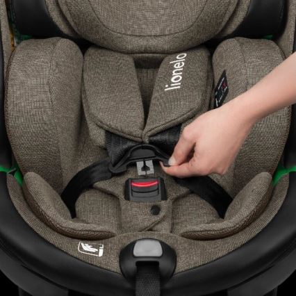 Lionelo - Seggiolino auto con base girevole HARMONY i-Dimensioni 40-150 cm nero/oliva