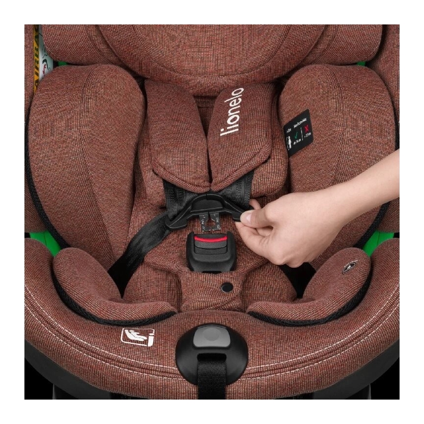 Lionelo - Seggiolino auto con base girevole HARMONY i-Size 40-150 cm colore mattone