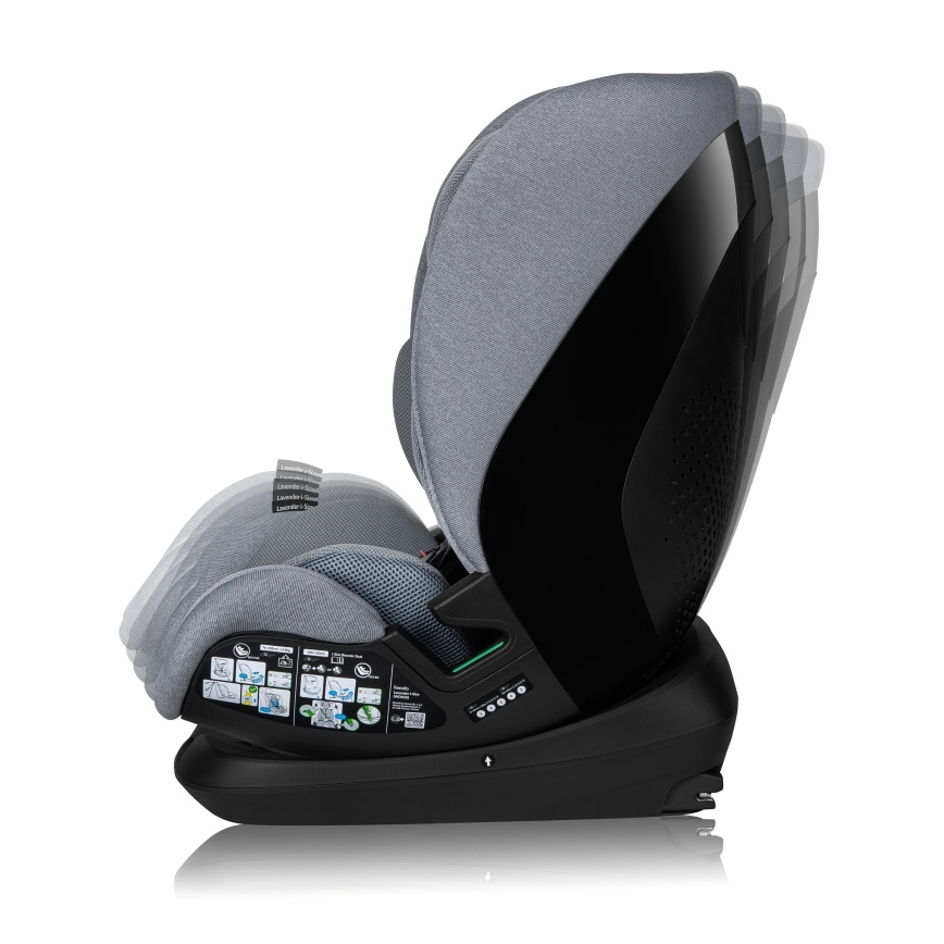 Lionelo - Seggiolino auto con base girevole LAVENDER i-Size 76-150 cm Grigio Pietra