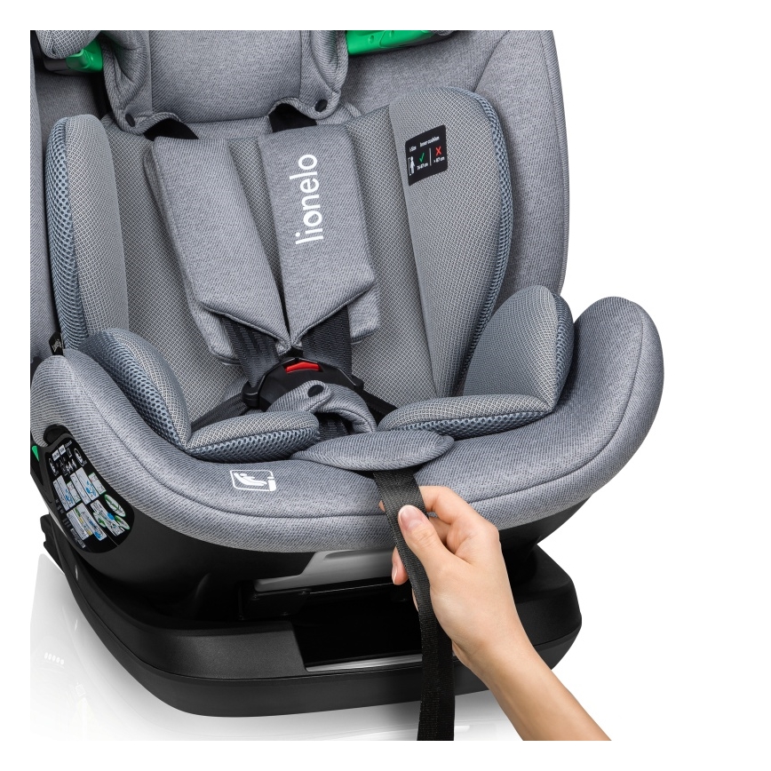 Lionelo - Seggiolino auto con base girevole LAVENDER i-Size 76-150 cm Grigio Pietra