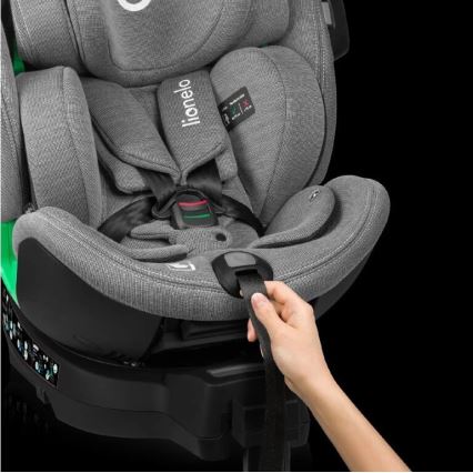 Lionelo - Seggiolino auto con base rotante HARMONY i-Dimensioni 40-150 cm nero/grigio
