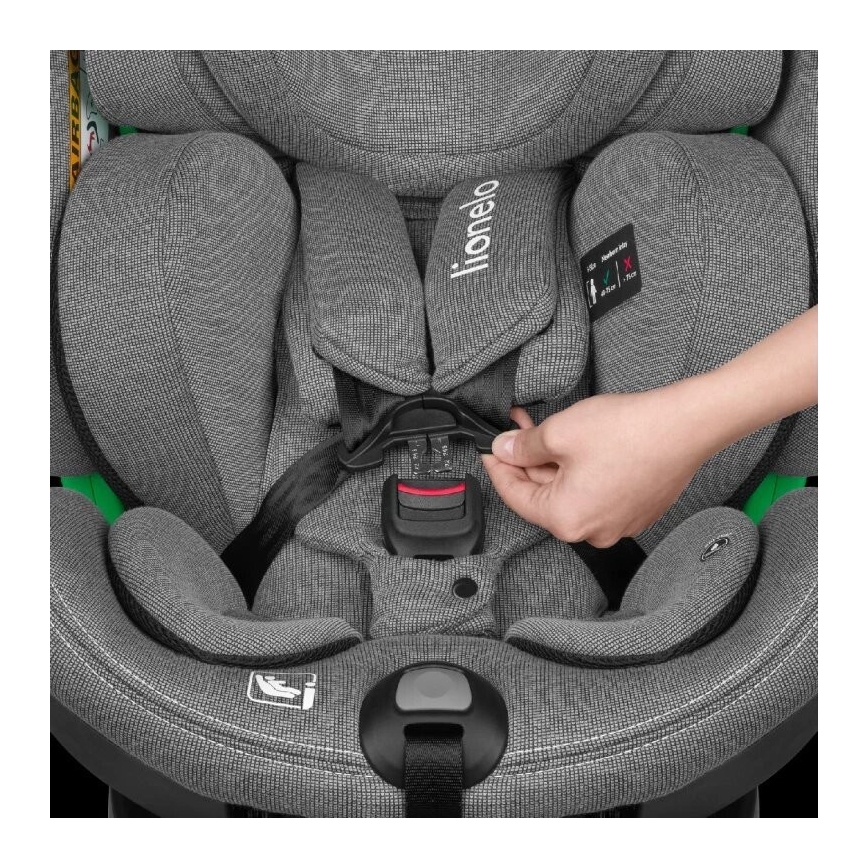 Lionelo - Seggiolino auto con base rotante HARMONY i-Dimensioni 40-150 cm nero/grigio