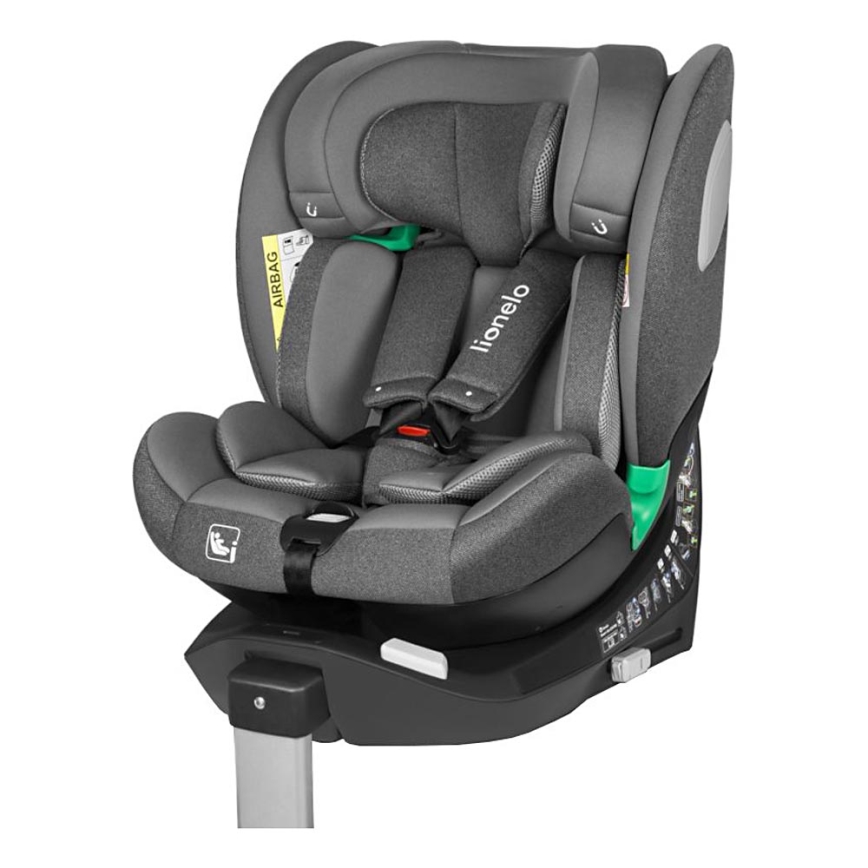 Lionelo - Seggiolino auto girevole con base BRAAM i-Size 40-150 cm Grey Stone