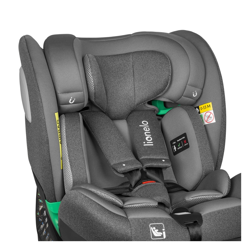 Lionelo - Seggiolino auto girevole con base BRAAM i-Size 40-150 cm Grey Stone