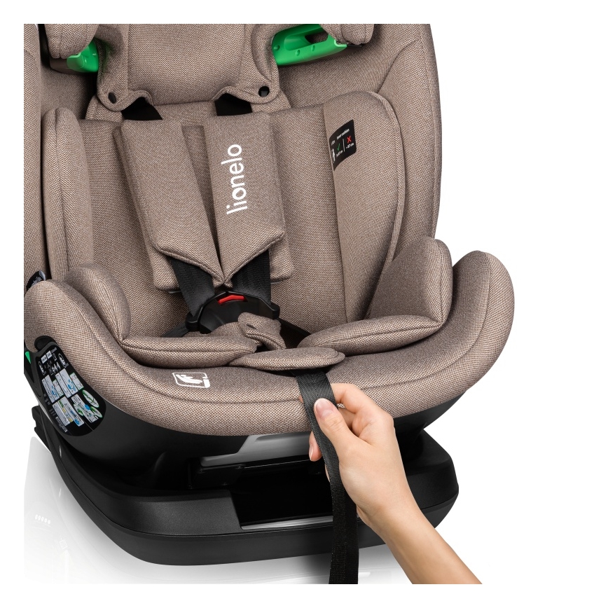 Lionelo - Seggiolino auto girevole con base LAVENDER i-Size 76-150 cm Beige Latte