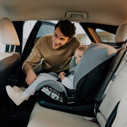 Lionelo - Seggiolino auto girevole con base LAVENDER i-Size 76-150 cm Grey Stone