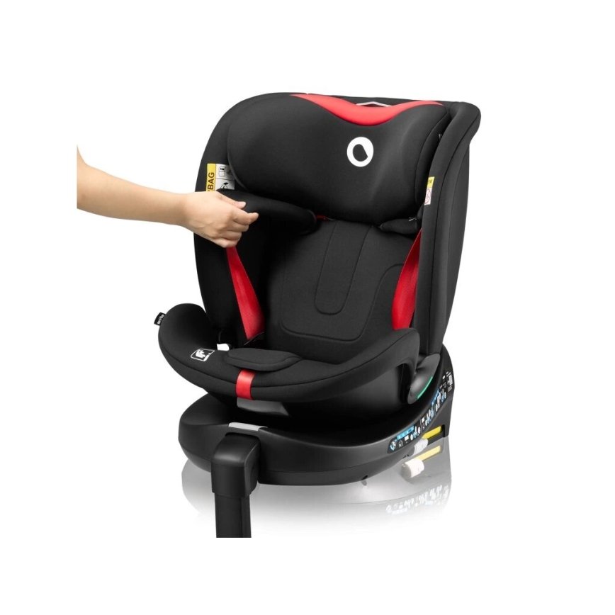 Lionelo - Seggiolino auto girevole con base NAVY i-Size 40-150 cm nero/rosso