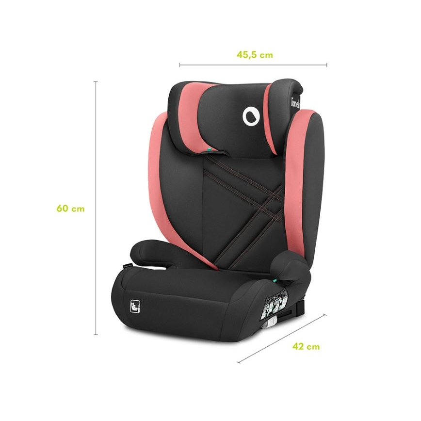 Lionelo - Seggiolino auto HUGO i-Dimensioni 100-150 cm nero/rosa
