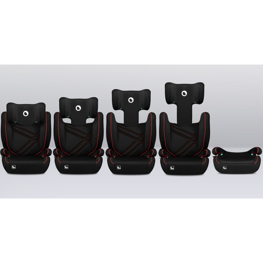 Lionelo - Seggiolino auto HUGO i-Dimensioni 100-150 cm nero/rosso