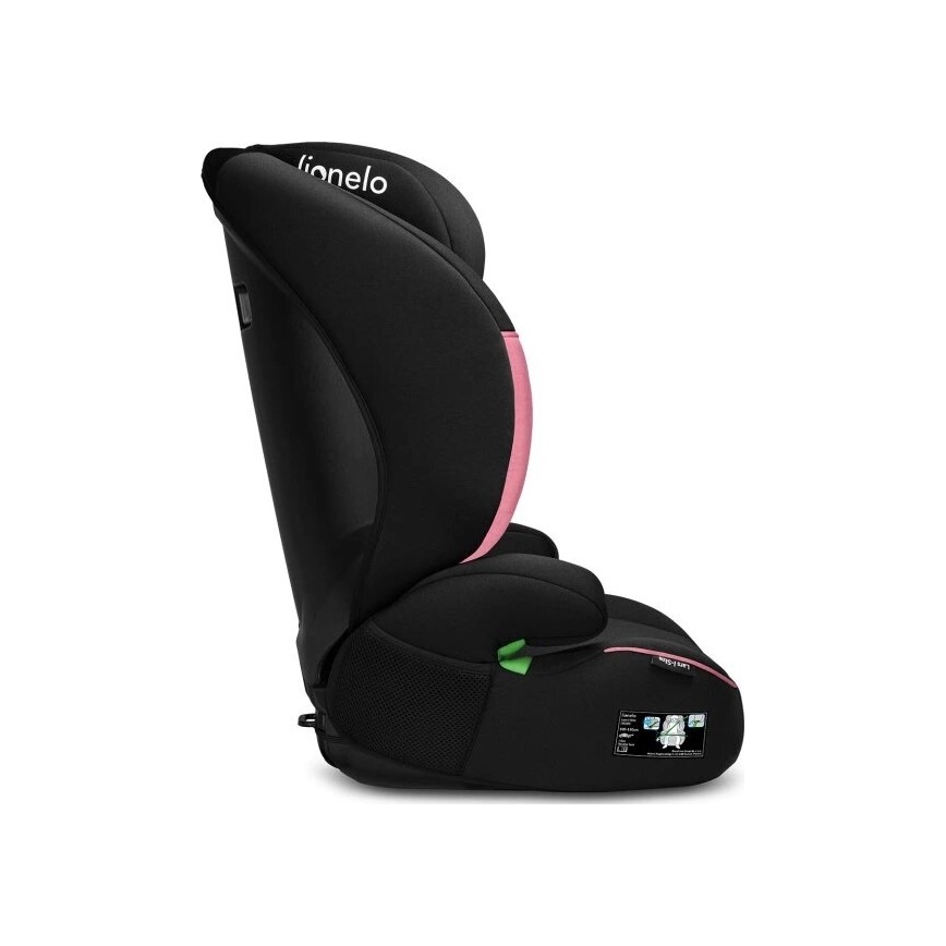 Lionelo - Seggiolino auto LARS i-Dimensioni 100-150 cm nero/rosa