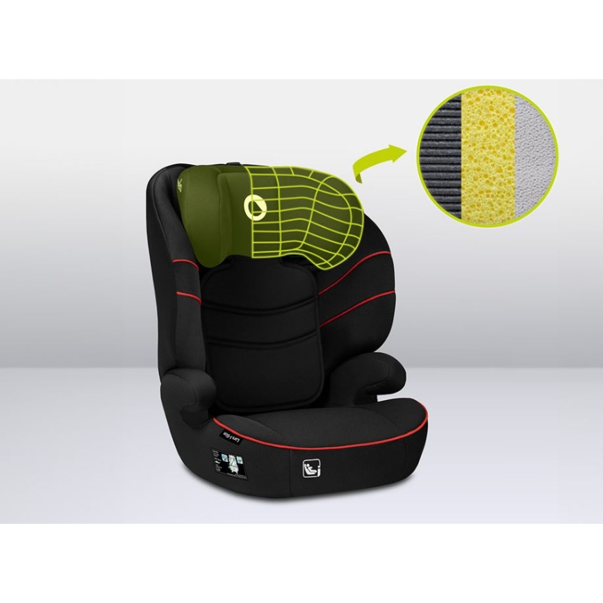 Lionelo - Seggiolino auto LARS i-Dimensioni 100-150 cm nero/rosso