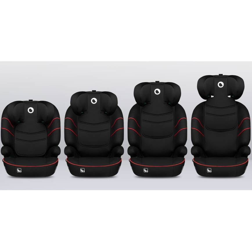 Lionelo - Seggiolino auto LARS i-Dimensioni 100-150 cm nero/rosso